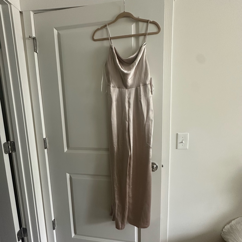 NWT Elegant Cream Satin Jumpsuit